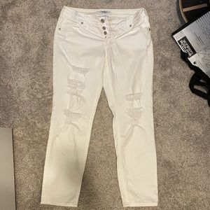 Silver white distressed jeans
